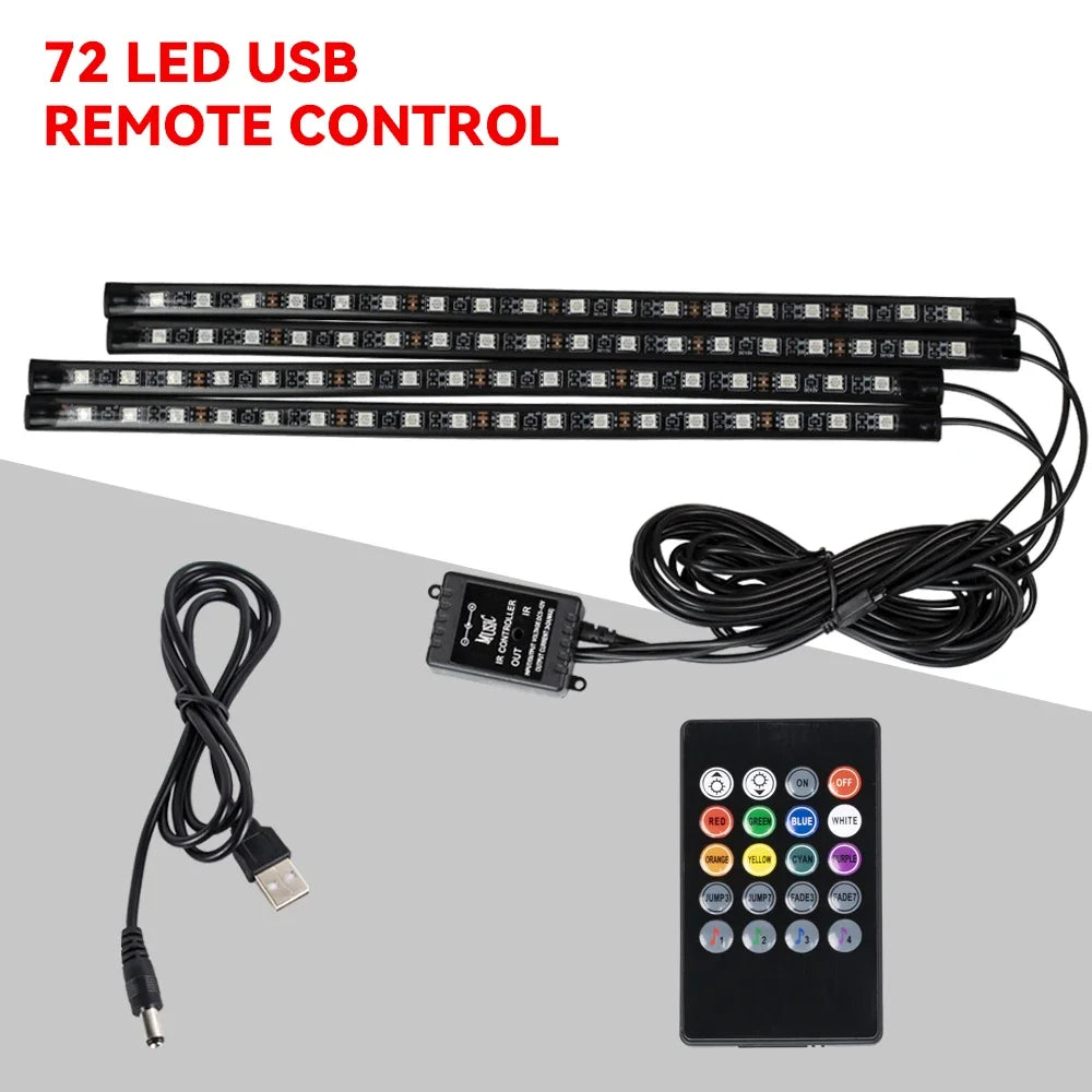 Set von 72 LED USB-Fernsteuerungsleisten und einer passenden Fernbedienung.