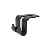 A black universal car seat headrest hook shown from the side.
