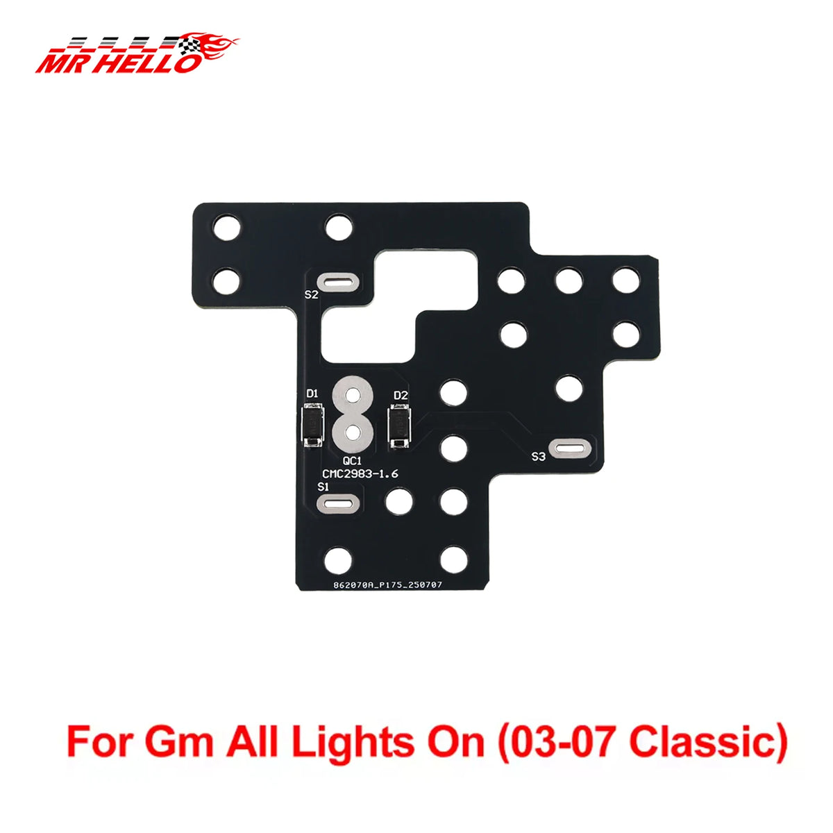 وحدة كهربائية سوداء مع أطراف وموصلات لأنظمة GM All Lights On.