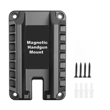Support magnétique noir pour arme à feu, conçu pour un stockage sécurisé.