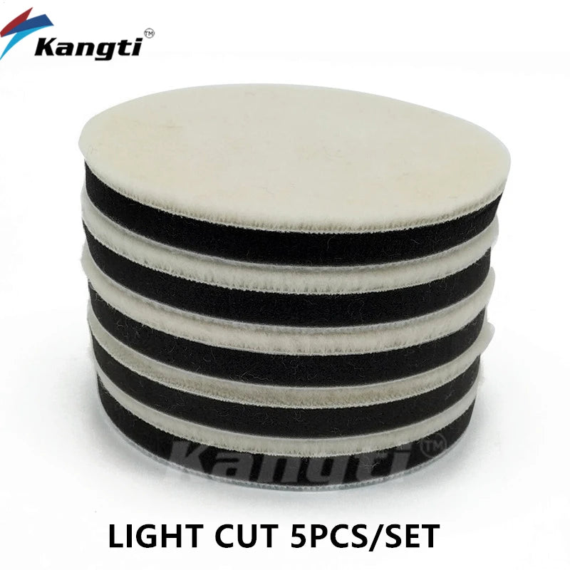 Set von fünf schwarz-weißen Lichtschnitt-Polier-Schaumstoff-Polierpads