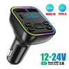 A black car audio transmitter device with a digital display and buttons, showing USB 3.1A Type-C output.