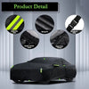 Black universal all-weather car cover with various features like reflective tape and waterproof strips