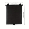 Black retractable car sunshade roller for UV protection with dimensions 40cm x 50cm.