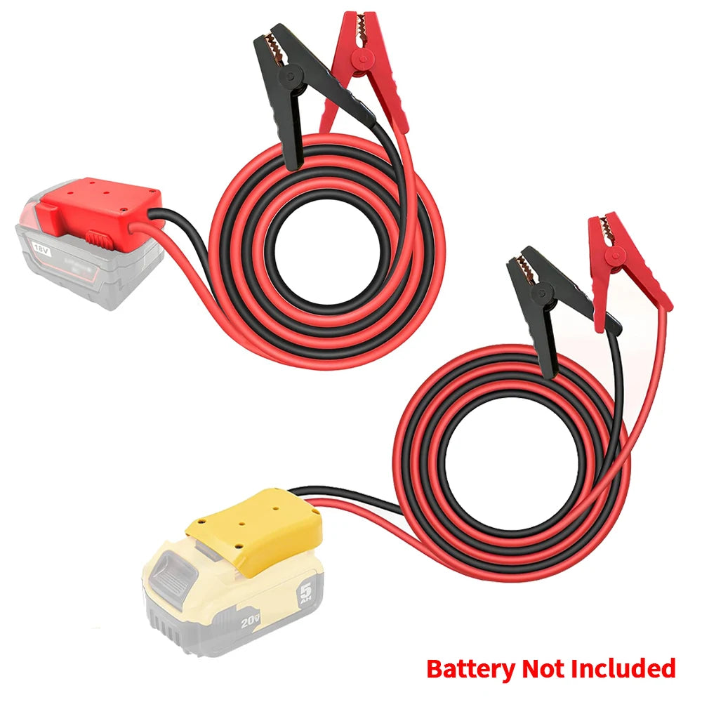 Câble de démarrage lourd rouge et noir avec connecteur de batterie enroulé.