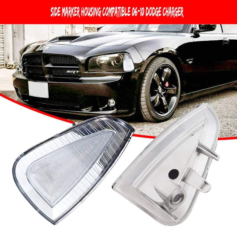 Boîtier de marque latéral pour Dodge Charger avec phares fumés et chromés