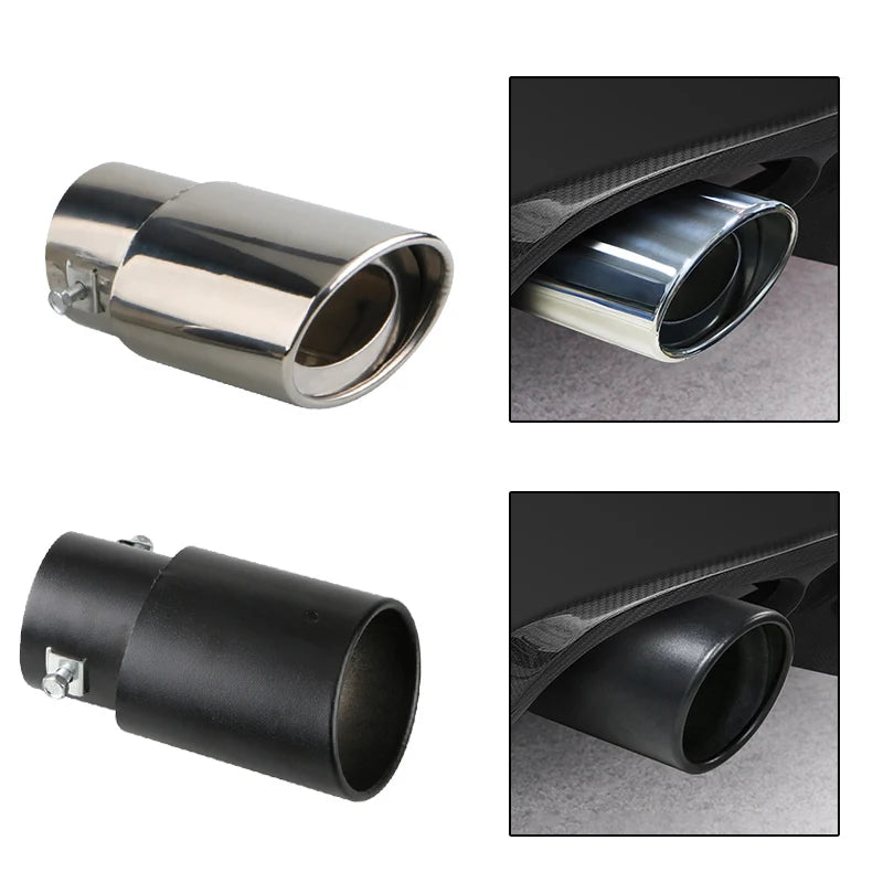 Edelstahl-Autogasanlass-Muffler-Tip-Rohr in zwei Ansichten