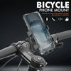 Eine klare Handyhalterung ist an einem Fahrradlenker befestigt, um ein Smartphone zu montieren.