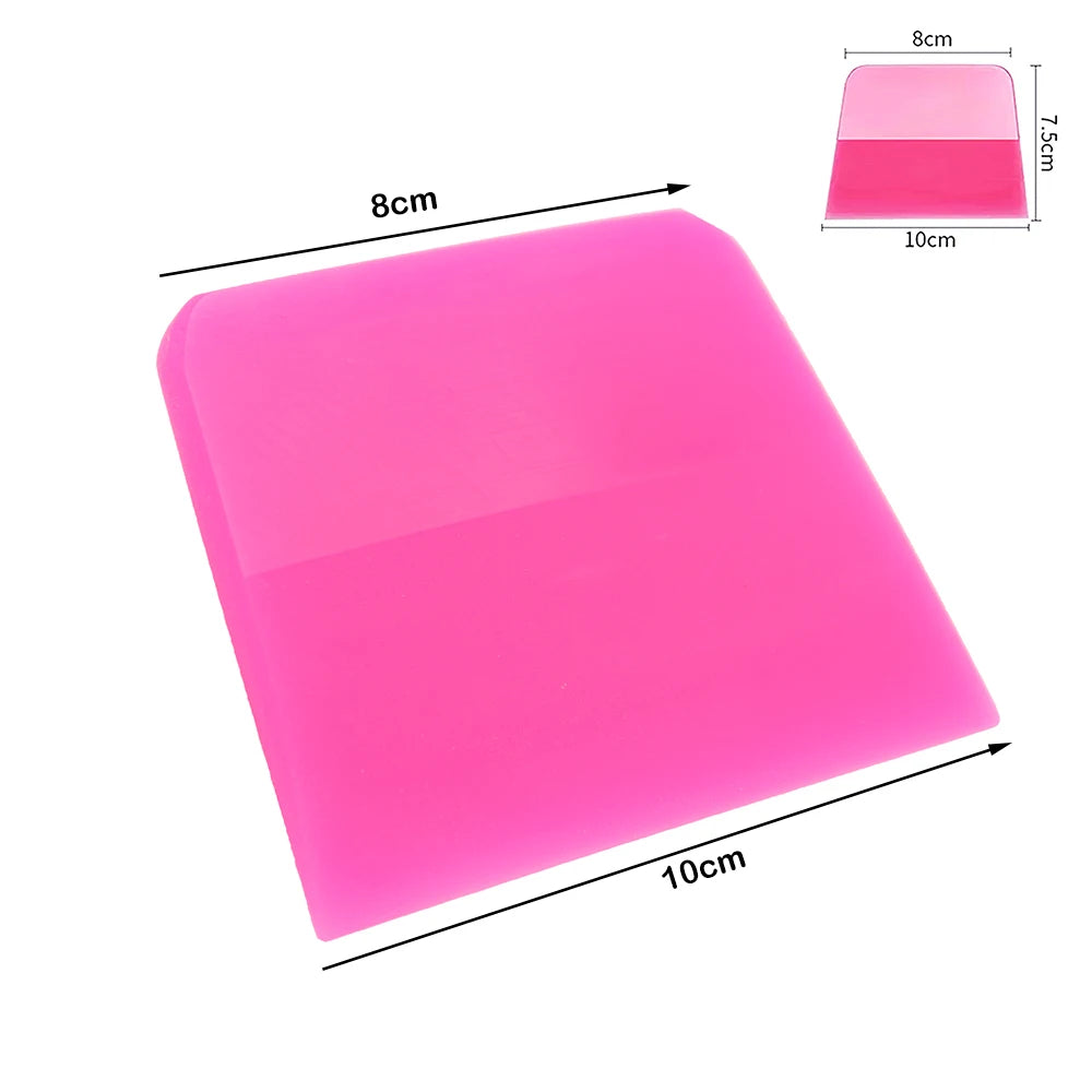 A pink anti-scratch PPF squeegee tool with dimensions 8cm by 10cm and a thickness of 7.5cm.