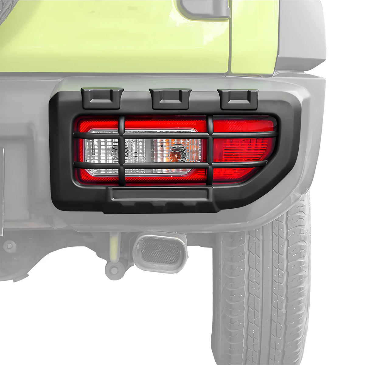 Gros plan sur un ensemble de remplacement de phare et de feu arrière pour un Suzuki Jimny.