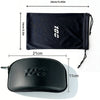 Black windproof sports goggles with UV protection shown in a pouch and as a standalone item.