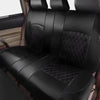 A black premium PU leather 5-seat car cover set showing the interior seat upholstery.