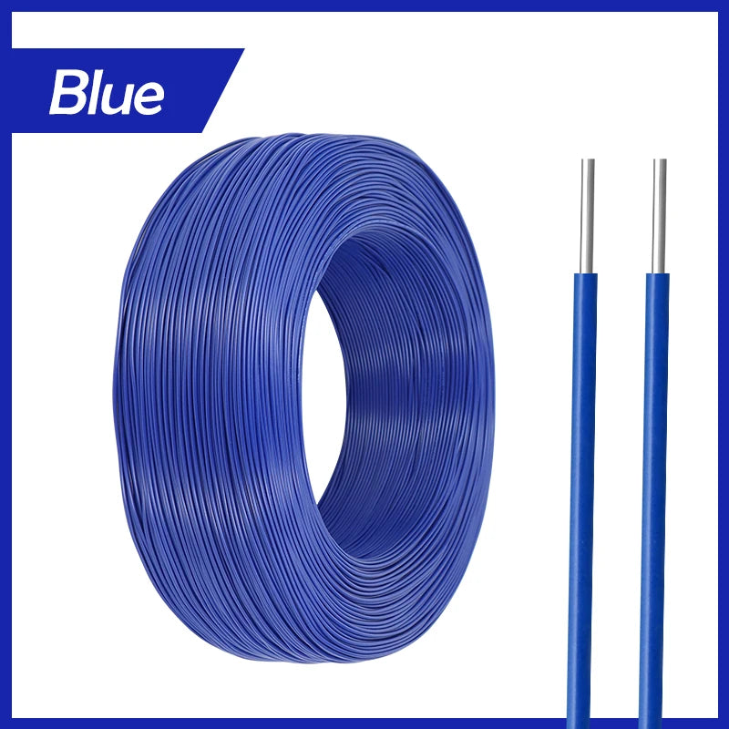 Blue heavy duty insulated copper power cable coiled and shown with cut ends