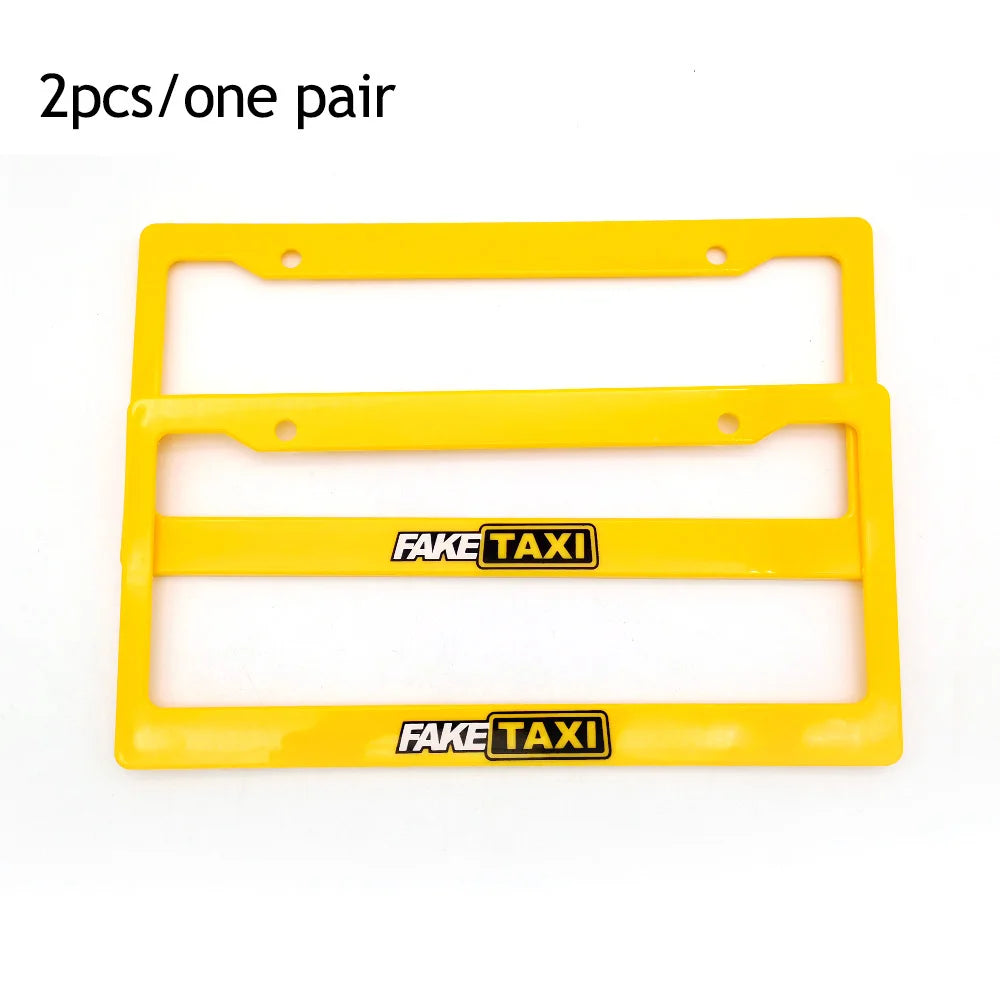 Two yellow license plate frames for JDM racing style decoration