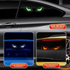 Close-up of a car with green and orange demonic eye lights installed on the front, side, and rear windows.