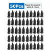 A set of 50 rubber tire repair plugs in various sizes ranging from 0.1 to 3 mm.