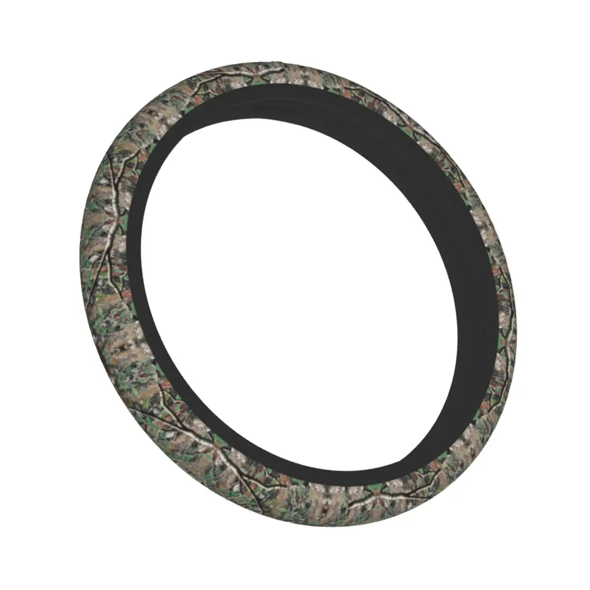 Black steering wheel covers with a camouflage pattern for car styling