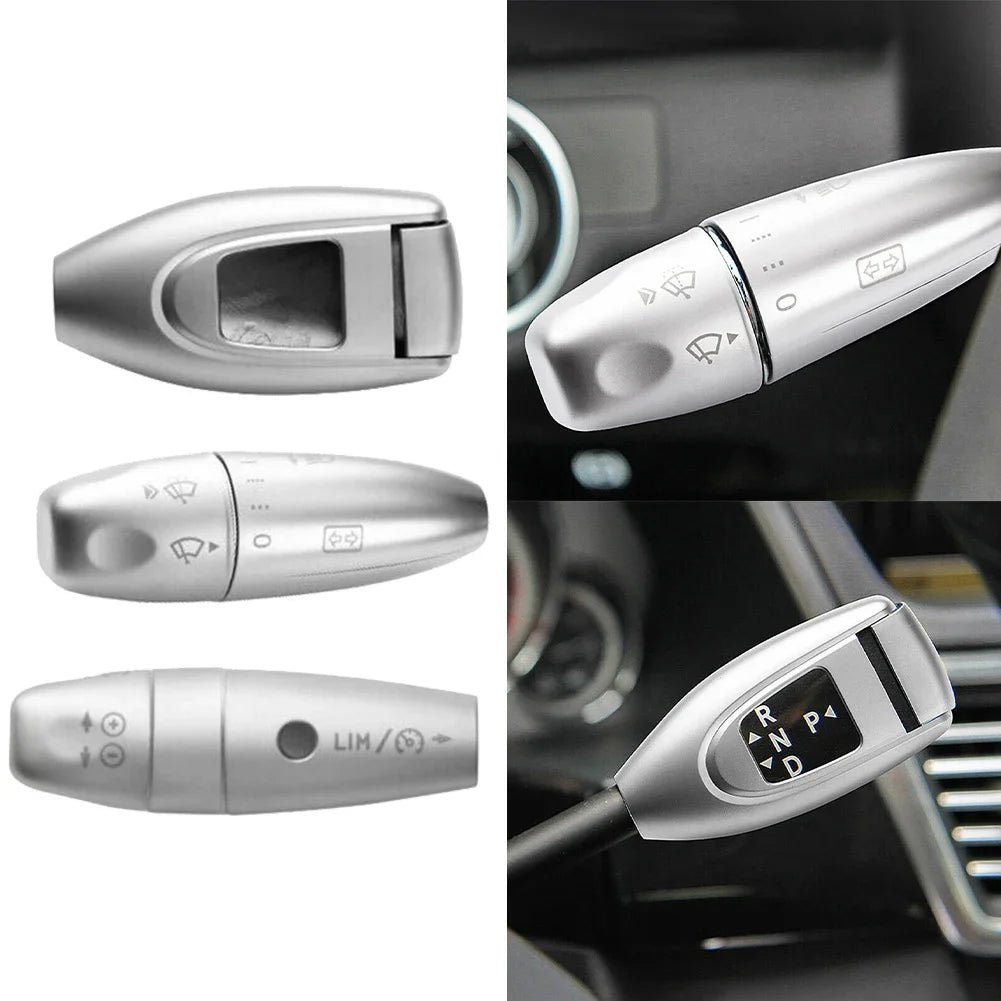 Replacement wiper shift lever covers for Mercedes S-Class W221 showing various angles of the silver plastic part