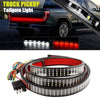 LED light bar for truck tailgate featuring multiple bright lights and wiring.