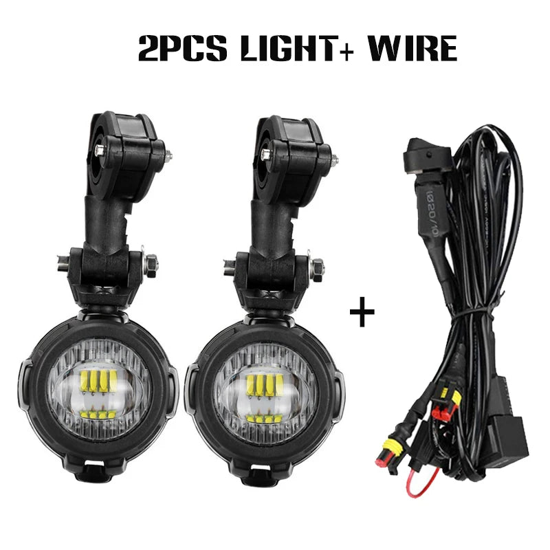 Deux pièces de lumière et de fil pour phares antibrouillard LED auxiliaires pour motos