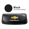 Black microfiber leather Chevrolet logo car driving knee pads.