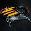 Amber LED front grille lights for a Ford Ranger Raptor, including the light bar and clear plastic guides.