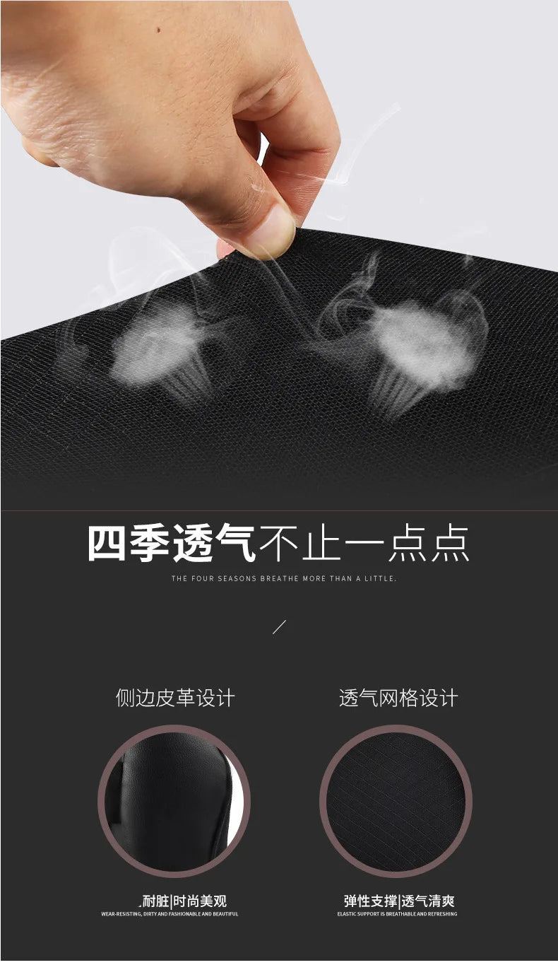 A hand is touching a black ergonomic headrest pillow designed for neck and lumbar support.