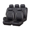 Black PU leather car seat covers for SUVs shown in a row.