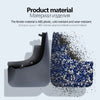 Close-up view of blue ABS plastic fender material for a vehicle part.