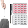 A set of car tyre puncture repair kits including a hand tool and two plastic cases filled with tyre repair needles.