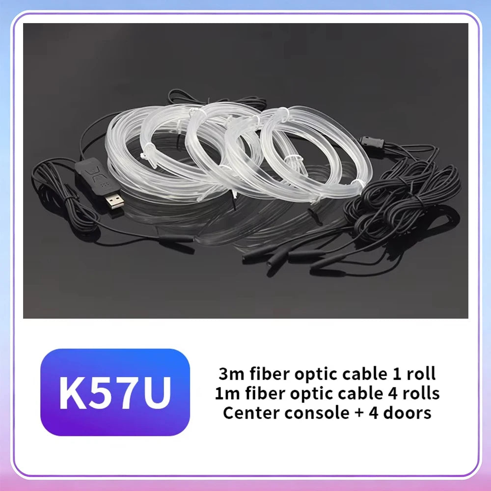 A roll of 3m fiber optic cable and a roll of 1m fiber optic cable for interior lighting.