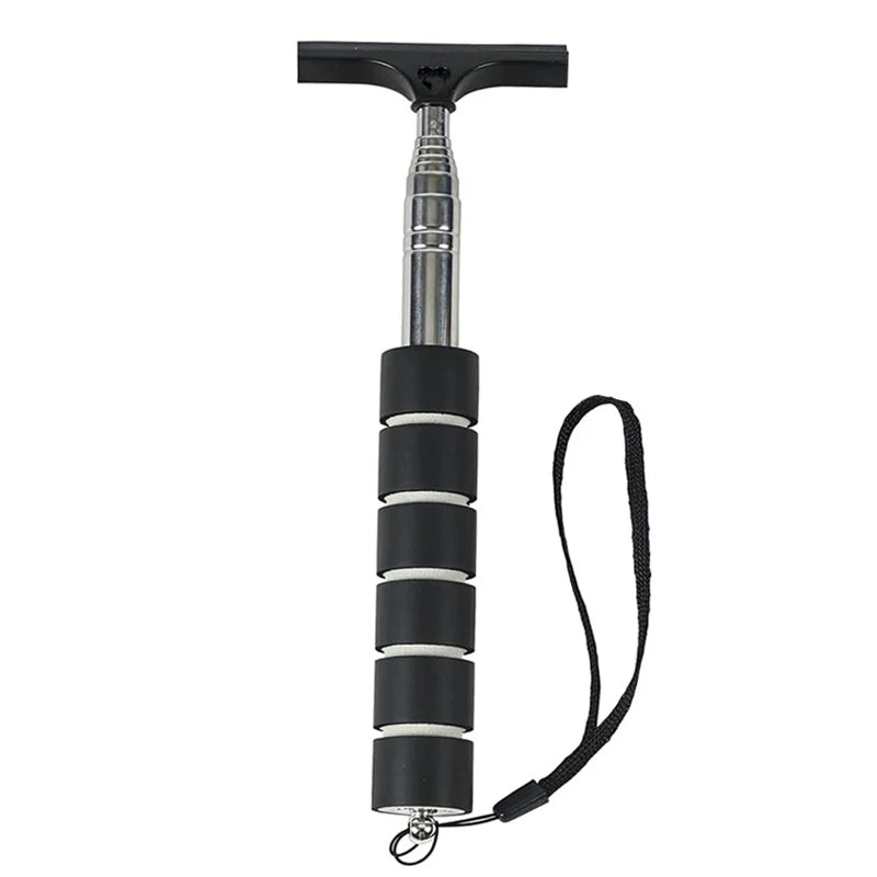 A black universal car and glass cleaning tool set with a long handle and attached cleaning string.