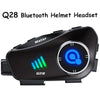 A black Q28 Bluetooth helmet headset with a circular light and motor feature.