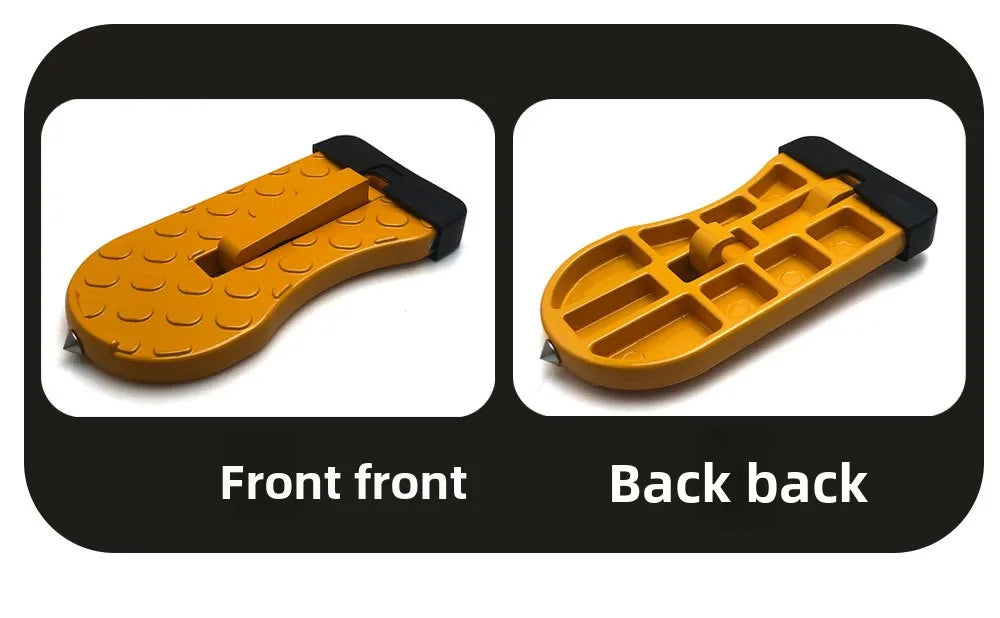 Front and back views of a heavy-duty vehicle roof access hook in orange color