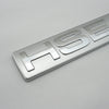 Silver HSEL lettering badge for a car decal