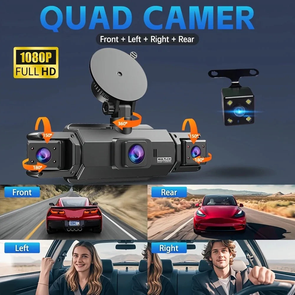 Caméra de voiture quad, vue avant, gauche, droite et arrière.