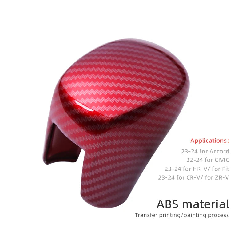 Red patterned ABS interior knob gear protection cover for Honda vehicles
