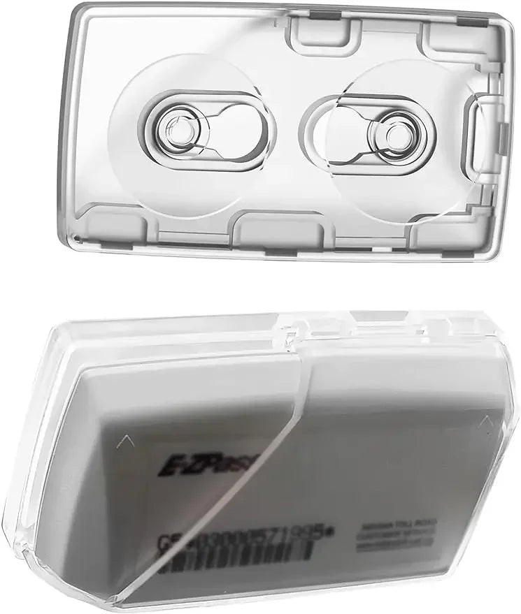 Clear plastic EZ Pass holder for windshield with suction cups