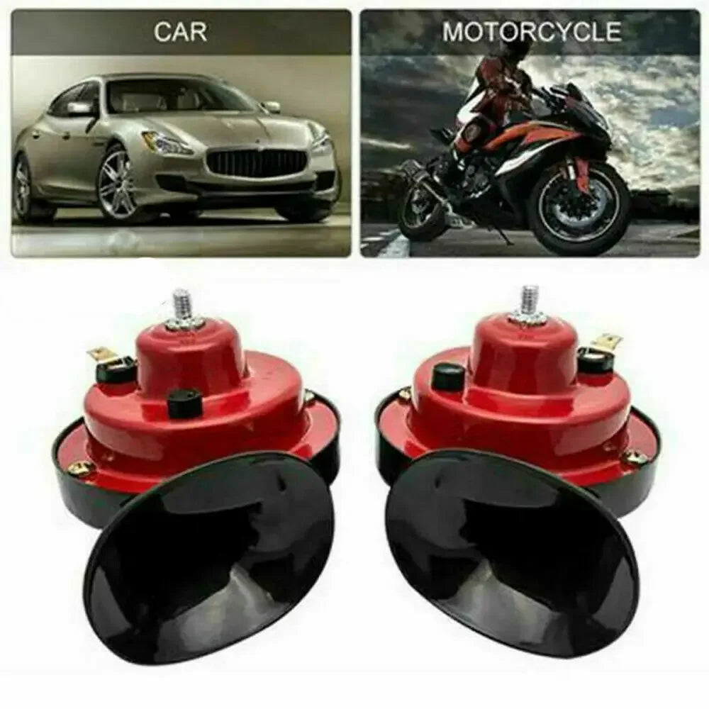 Juego de bocinas automotrices y de motocicleta rojas para alertas de seguridad