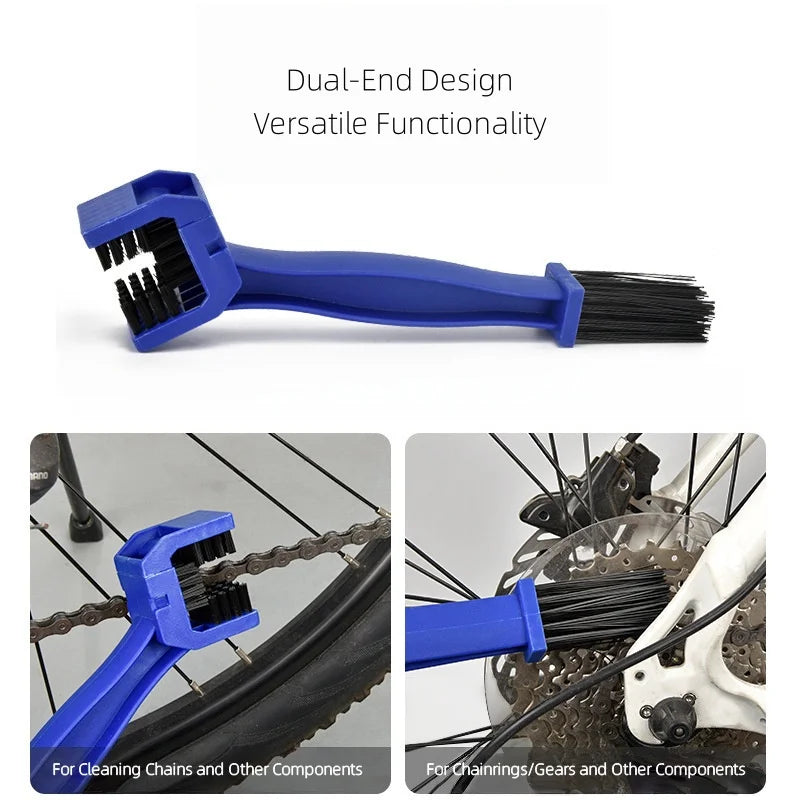 Herramienta de doble extremo azul para limpiar cadenas y componentes de motocicletas