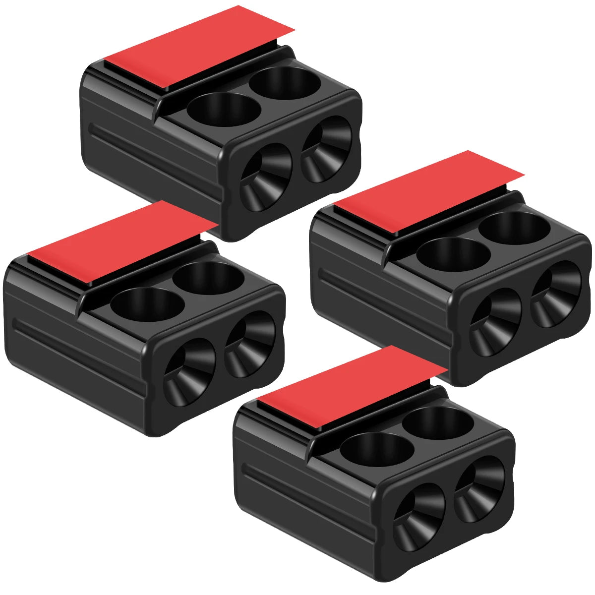 A black plastic car deer whistle with a red top, designed as an ultrasonic animal deterrent.