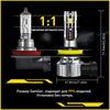 Comparison showing a 1:1 scale of an aftermarket LED headlight and fog lamp bulb installation.