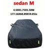 Black universal all-weather car cover for a sedan M vehicle.