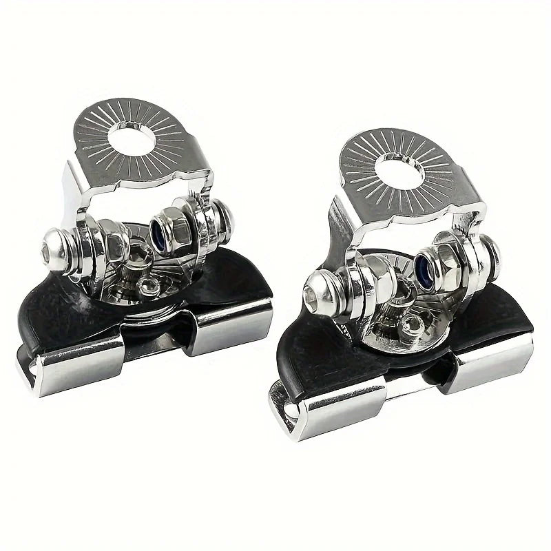 Un par de clips de montaje LED para capó de coche de acero inoxidable con diseño roscado.