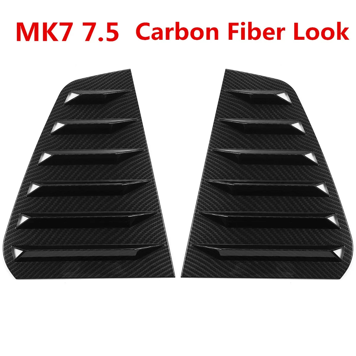Black carbon fiber look rear window louver shutter trim for VW Golf