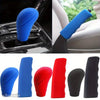 A set of blue, red, and black car gear shift knob and handbrake covers shown in various colors.