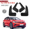Black ABS mud flaps for VW ID.4 and ID.6 vehicles.