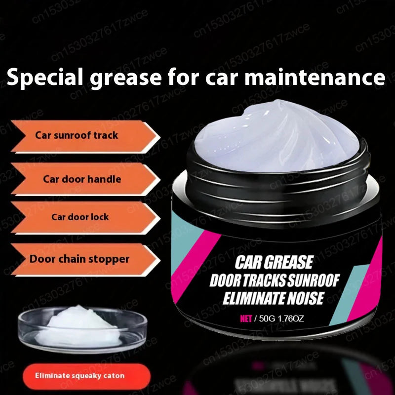 Jar of special grease for car maintenance used on door handles, sunroof tracks, and door chain stoppers