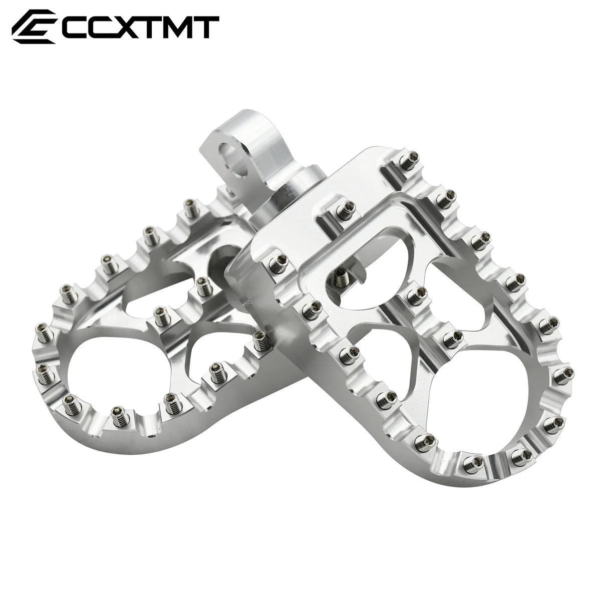 Silver 360 degree rotating wide foot pegs for motorcycles