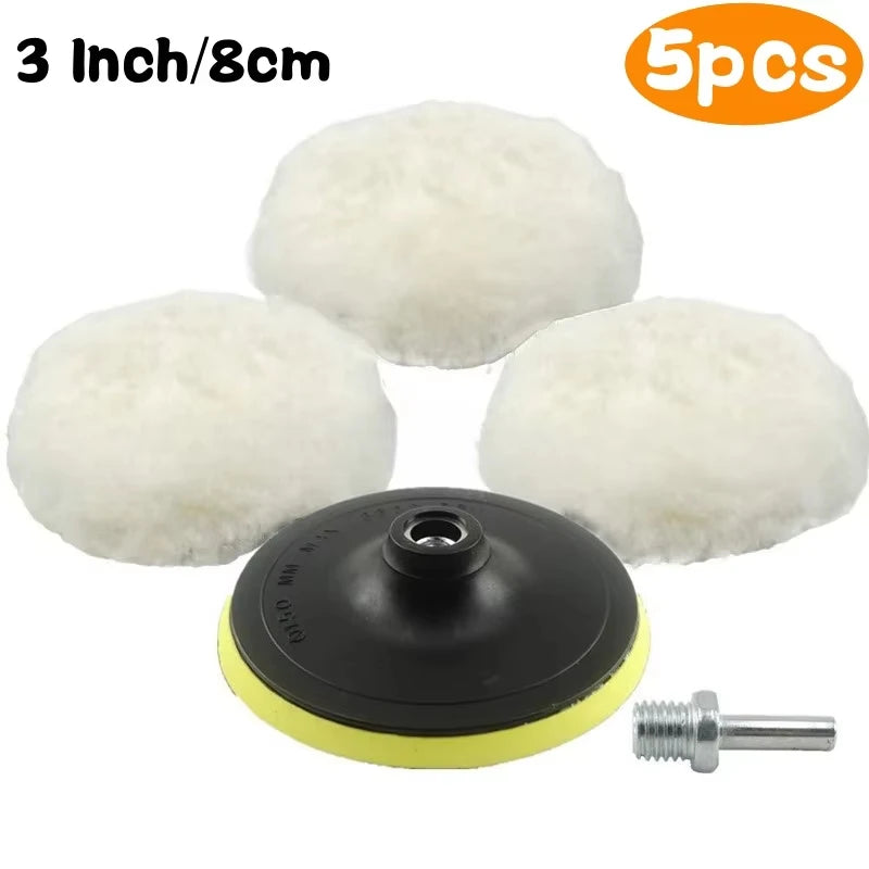 5-Piece Wool Polishing Pad Set for Auto Detailing